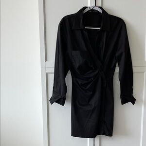 Zara black wrap dress with collar. Size M